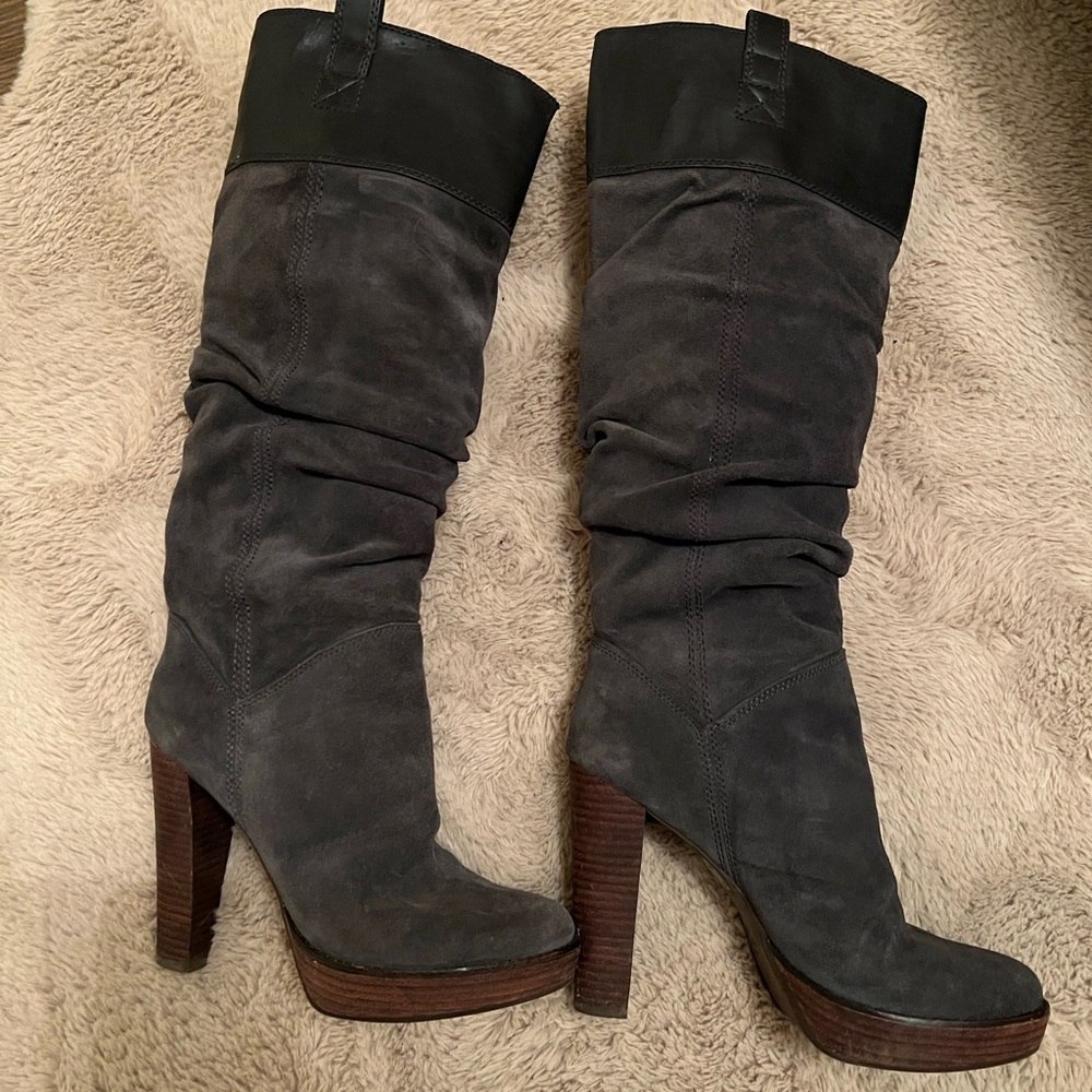 BCBGMaxAzria Charcoal Suede Heeled Boots